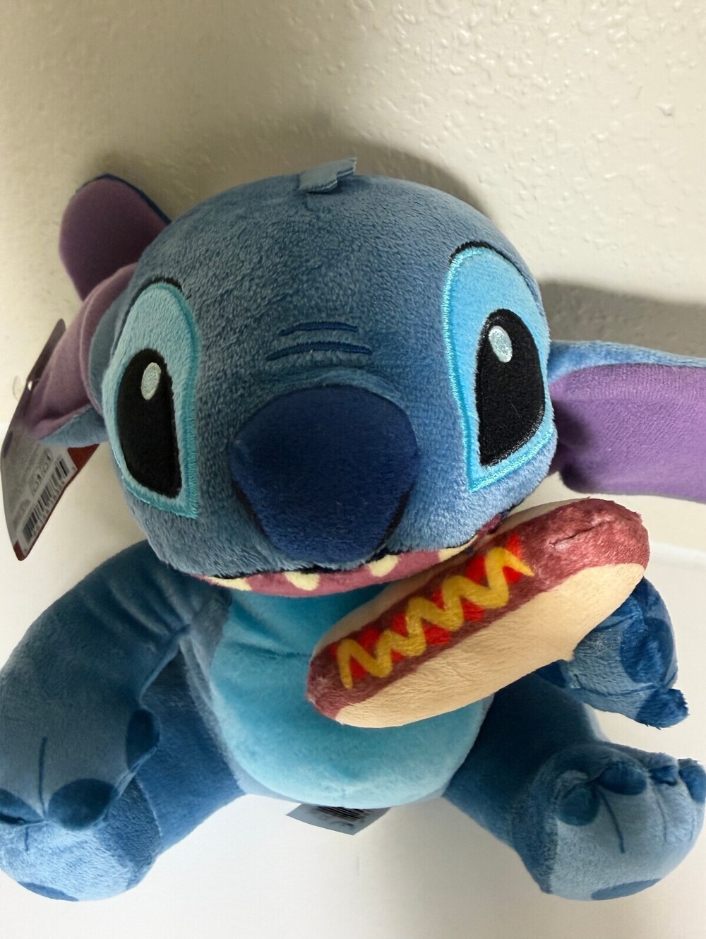Disney Stitch Plush Toy Holding Hot Dog - Soft Stuffed Animal